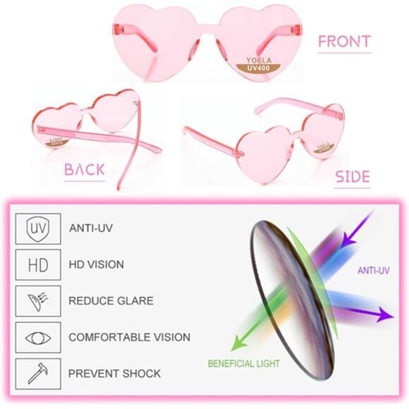 Oversized Heart Rimless Sunglasses for Women - Picture 6 of 6